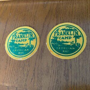 VINTAGE PATCH BADGE for FRANKLIN CAMP GEORGIAN BAY ONTARIO CANADA - LOT OF 2